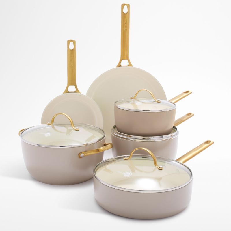 Padova Ceramic Nonstick 16-Piece Cookware Set, Taupe