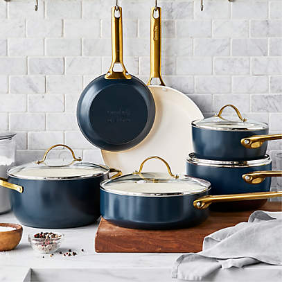 GreenPan Reserve Sky Blue 10-Piece Ceramic Non-Stick Cookware Set + Reviews, Crate & Barrel