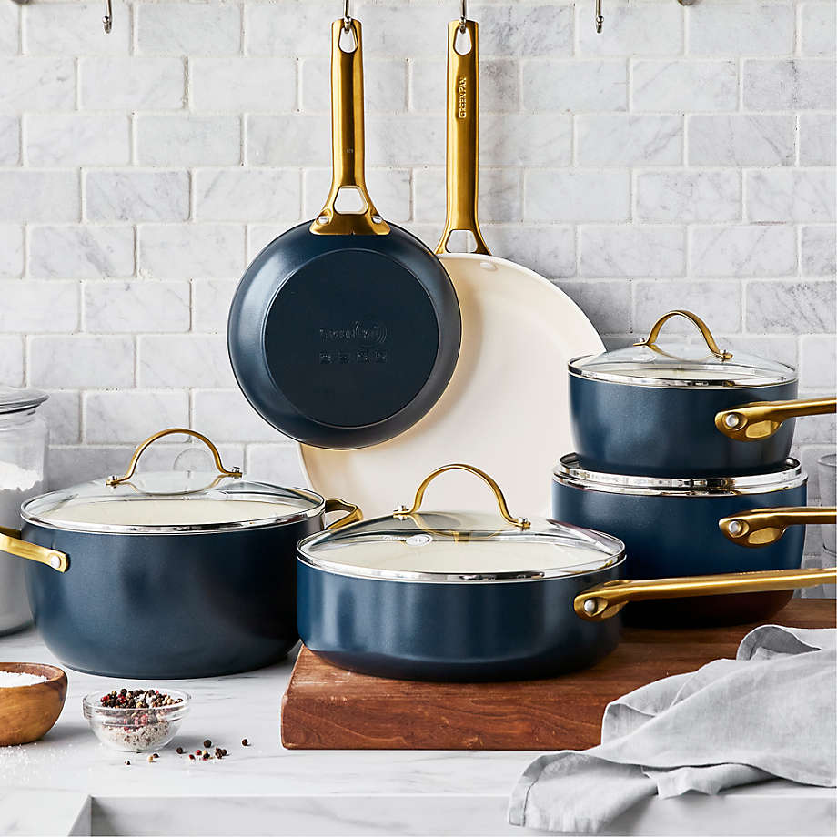 GreenPan Reserve Dove Grey 10-Piece Non-Stick Cookware Set + Reviews | Crate & Barrel