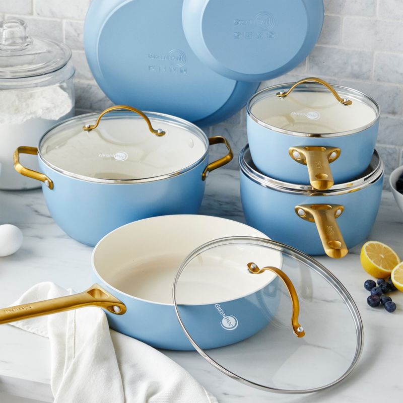 GreenPan ™ Reserve Sky Blue 10-Piece Ceramic Non-Stick Cookware Set with Bonus Cookbook