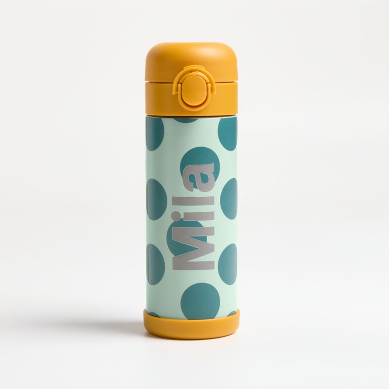 Viewing product image Green Polka Dot Insulated Stainless Steel Kids Water Bottle with Straw and Leak-Proof Lid - image 1 of 9