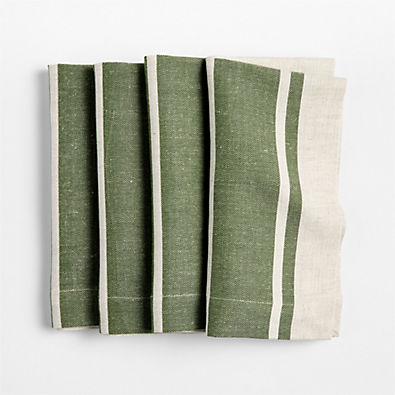 View Green Stripe Napkins, Set of 4 details