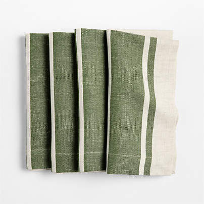 Green Stripe Napkins, Set of 4