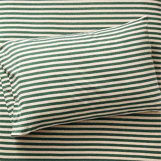 Comfy Tee Green Stripe Organic Cotton Jersey Kids Twin Sheet Set