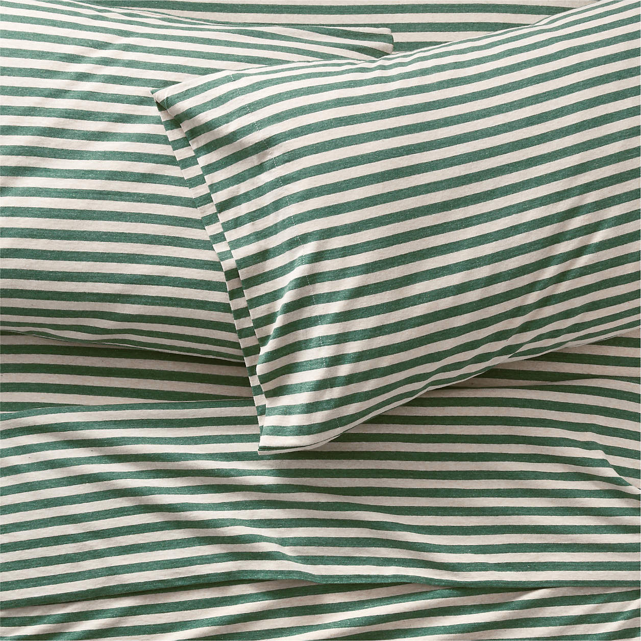 Modern Comfy Tee Green Stripe Organic Cotton Jersey Kids Bedding Crate & Kids Canada