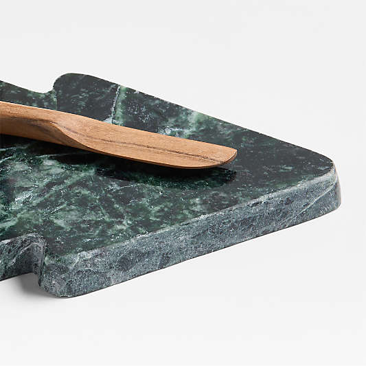 Green Tree Marble Serveboard with Spreader Set
