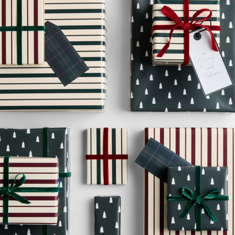 Green Trees & Stripes Holiday Gift Wrap Kit - image 1 of 2