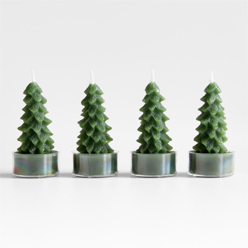 Viewing product image Green Tree Tealight Candles, Set of 4 - image 1 of 8