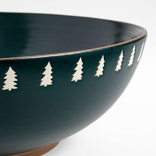 Green Trees Stoneware Serving Bowl