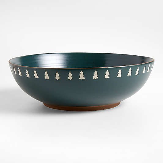 Green Trees Stoneware Serving Bowl
