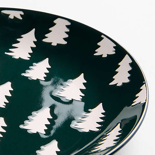 Green Trees Appetizer Plates with Stand, Set of 10