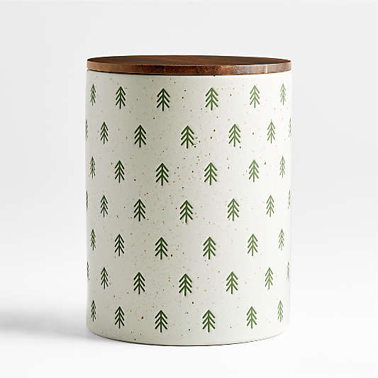 Green Trees Christmas Cookie Jar