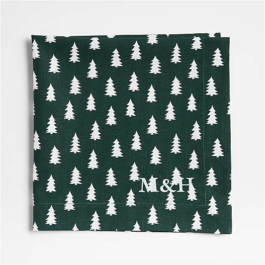 Green Trees Embroidered Dinner Napkin, Set of 4