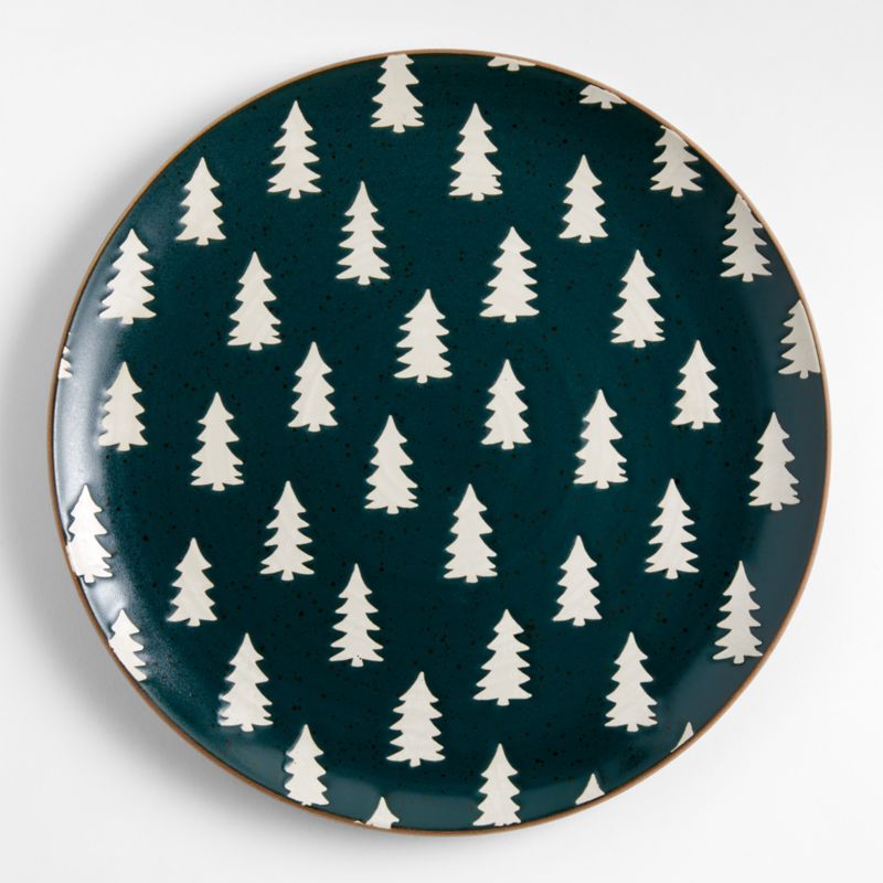 Green Trees Round Stoneware Platter