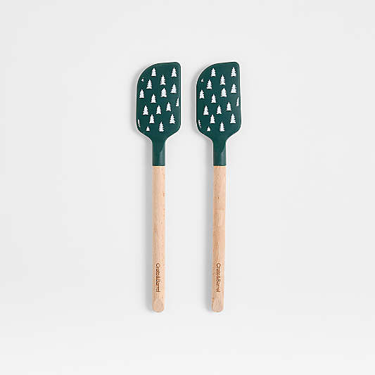 Green Trees Silicone and Wood Mini Spatulas, Set of 2