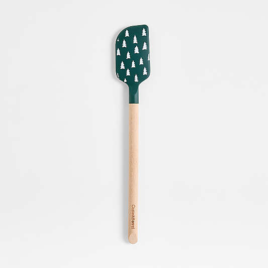 Green Trees Silicone and Wood Spatula