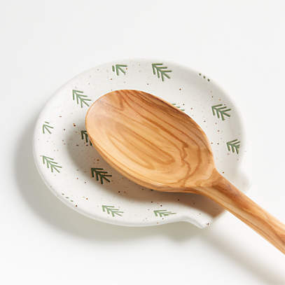 Crate and Barrel Olivewood Spoon Rest | Crate & Barrel