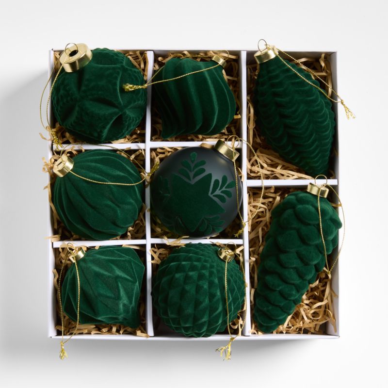 Green Velvet Christmas Ornaments, Set of 8 - image 6 of 8