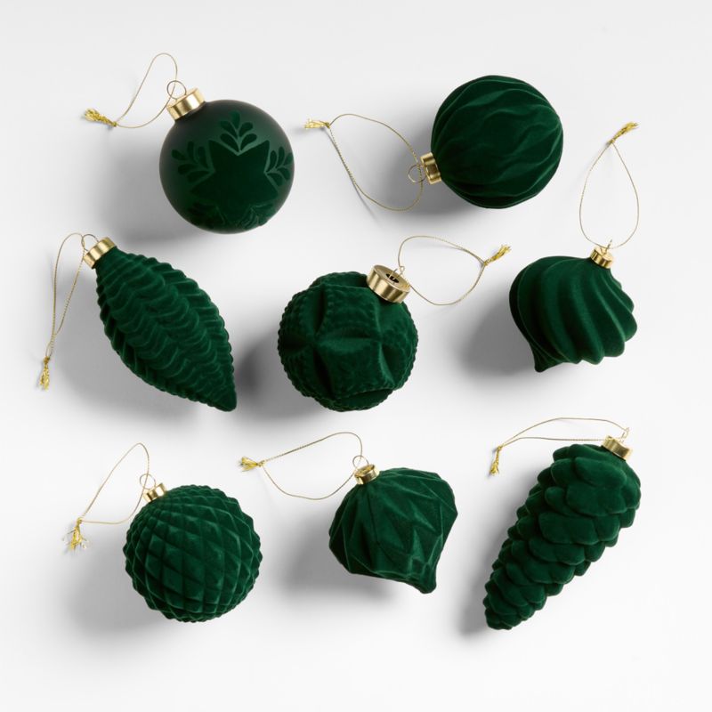 Green Velvet Christmas Ornaments, Set of 8 - image 0 of 8