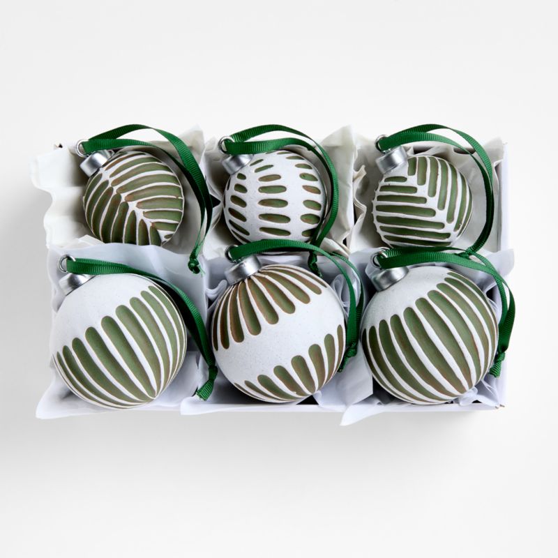 Green & White Ceramic Christmas Ornament, Set of 6 - image 4 of 5