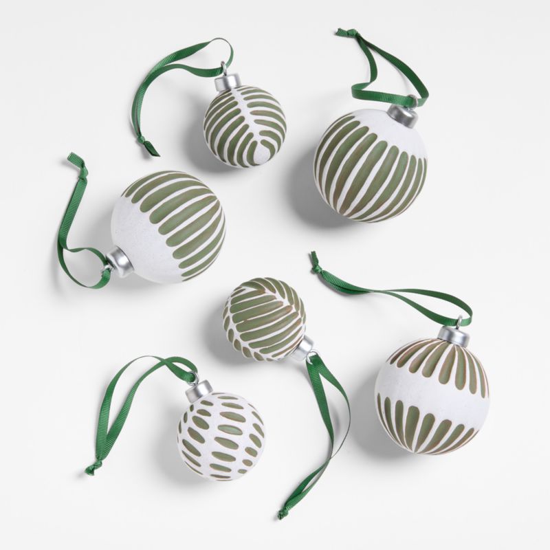 Green & White Ceramic Christmas Ornament, Set of 6 - image 0 of 5