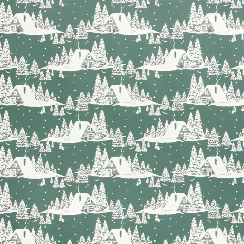 Green Winter Cabin Holiday Gift Wrap - image 2 of 3