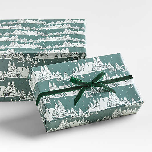 Green Winter Cabin Holiday Gift Wrap