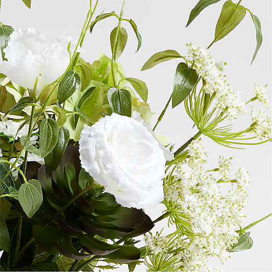 Faux Green and White Greenery Plant Bouquet