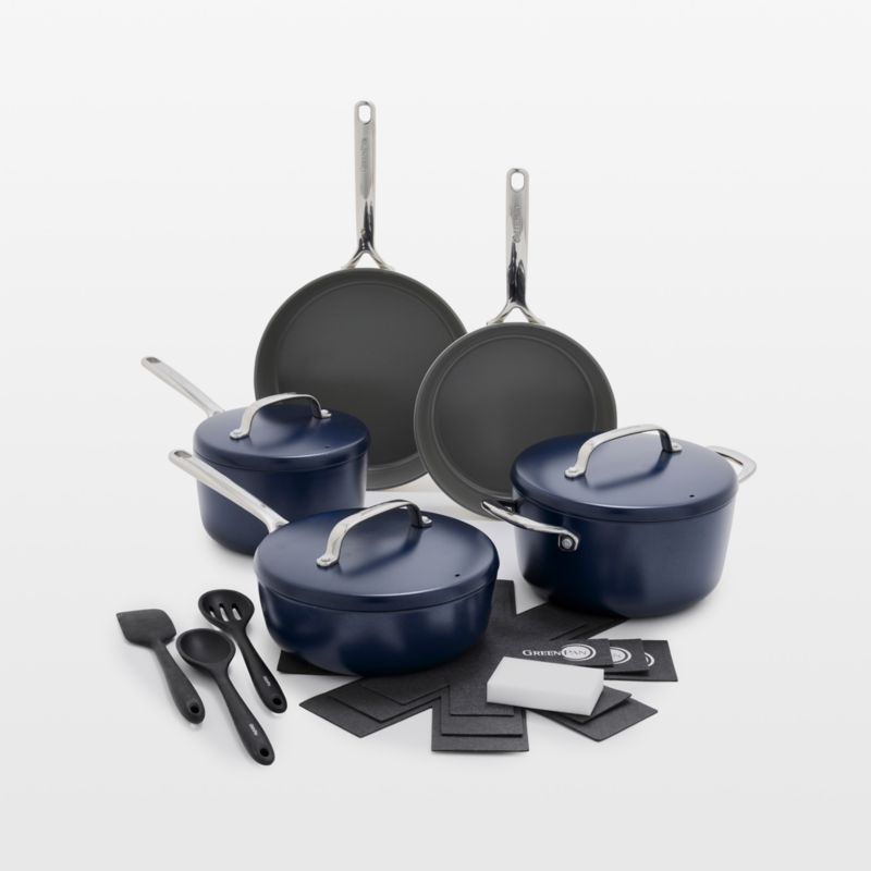 Hudson Ceramic Nonstick 4-Piece Cookware Set | Dark Blue