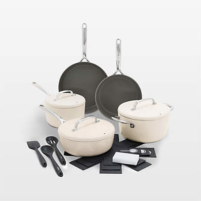 Caraway Home 7-Piece Cream Ceramic Non-Stick Cookware Set with Gold  Hardware + Reviews