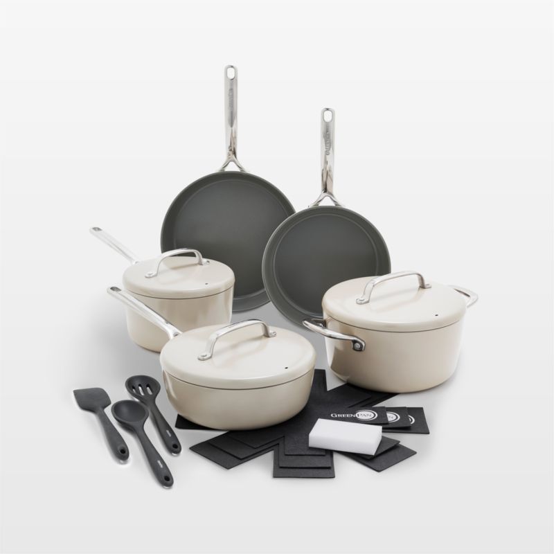 GreenPan GP5 15 Piece Ceramic Nonstick Cookware Set - Cream