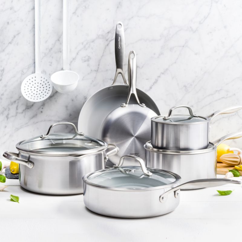 GreenPan ™ Venice Pro Stainless Steel 10-Piece Ceramic Non-Stick Cookware Set - image 1 of 13