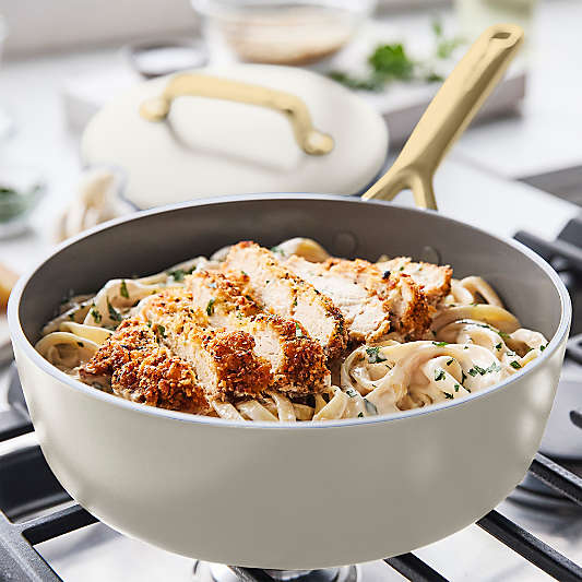 GreenPan ™ GP5 Cloud Cream Ceramic Non-Stick 14-Piece Cookware Set with Champagne Handles