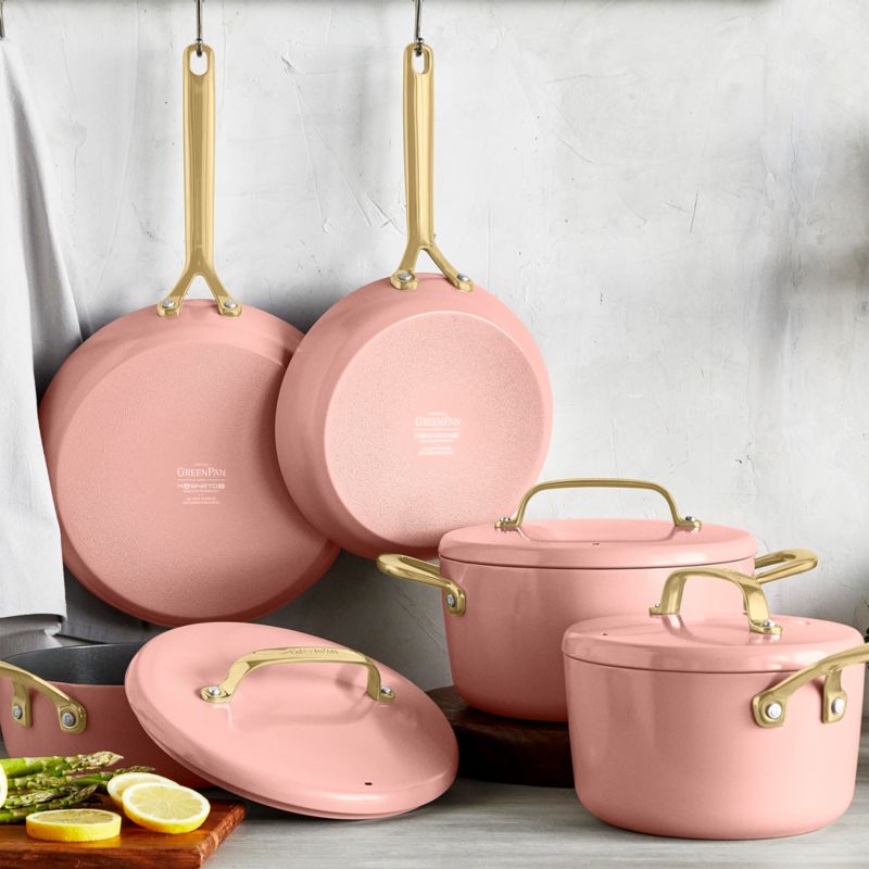 GreenPan ™ GP5 Dusty Rose Ceramic Non-Stick 14-Piece Cookware Set with Champagne Handles - image 5 of 7