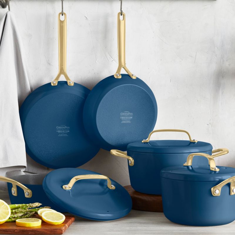 GreenPan ™ GP5 Marine Blue Ceramic Non-Stick 14-Piece Cookware Set with Champagne Handles - image 1 of 7