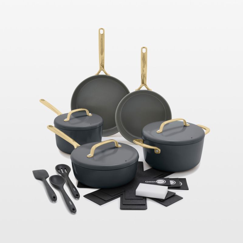 GreenPan GP5 Slate Ceramic Non-Stick 14-Piece Cookware Set with ...