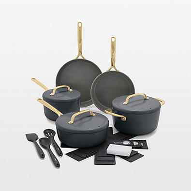 View GreenPan ™ GP5 Slate Ceramic Non-Stick 14-Piece Cookware Set with Champagne Handles details