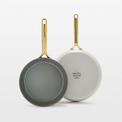 View GreenPan ™ GP5 Cloud Cream Ceramic Non-Stick 9" and 11" Fry Pans Set with Champagne Handles details