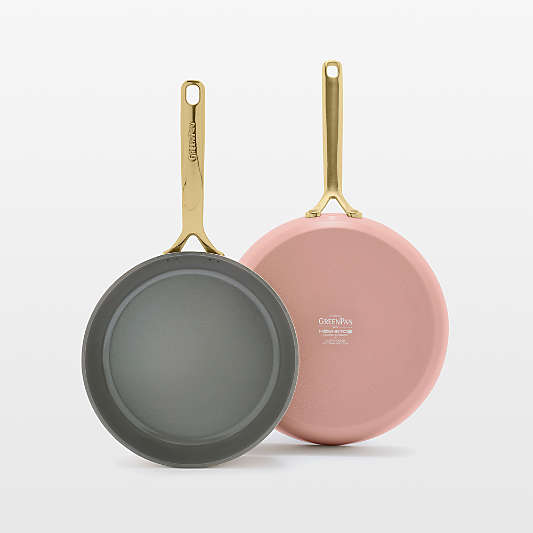 GreenPan ™ GP5 Dusty Rose Ceramic Non-Stick 2-Piece Fry Pan Set with Champagne Handles