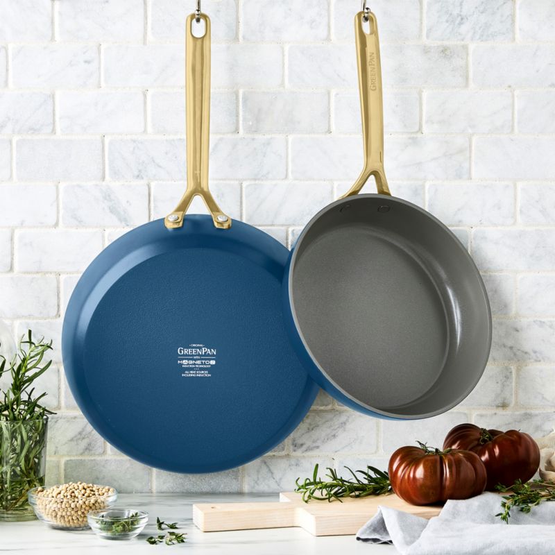 GreenPan GP5 Marine Blue Ceramic Non-Stick 2-Piece Fry Pan Set with ...