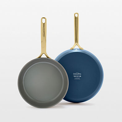 View GreenPan ™ GP5 Marine Blue Ceramic Non-Stick 9" and 11" Fry Pan Set with Champagne Handles details