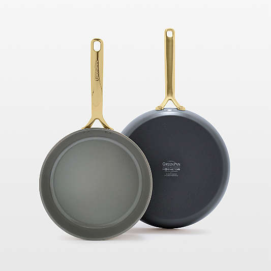 GreenPan ™ GP5 Slate Ceramic Non-Stick 9" and 11" Fry Pans Set with Champagne Handles