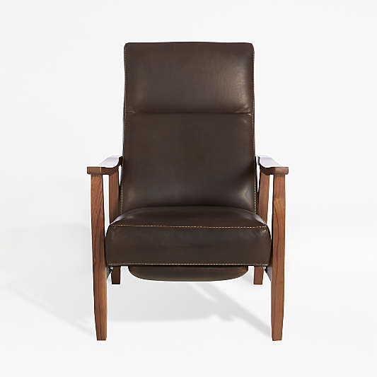 Greer Leather Wood Arm Recliner