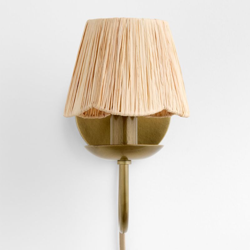 Greta Scalloped Raffia Kids Plug-In Wall Sconce - image 3 of 9