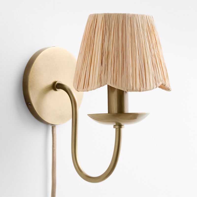 Greta Scalloped Raffia Kids Plug-In Wall Sconce - image 2 of 9