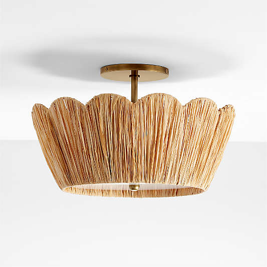 Greta Scalloped Raffia 18" Flush Mount Light