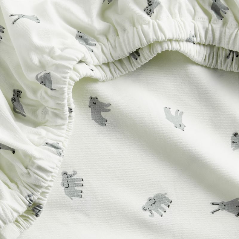 Baby's First Grey Animal Organic Cotton Heathered Jersey Baby Crib Fitted Sheet - image 4 of 6