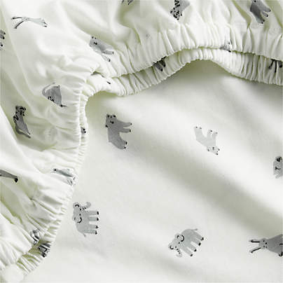 Comfy Tee Critter Cuddle Grey 100% Organic Cotton Jersey Baby Crib Fitted Sheet