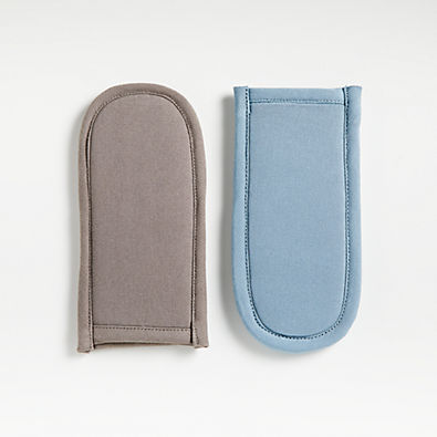 View Grey and Blue Handle Covers, Set of 2 details