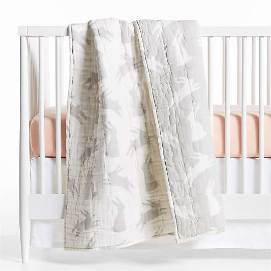 Grey Bunny Gauze Organic Cotton Baby Bedding Bundle Set